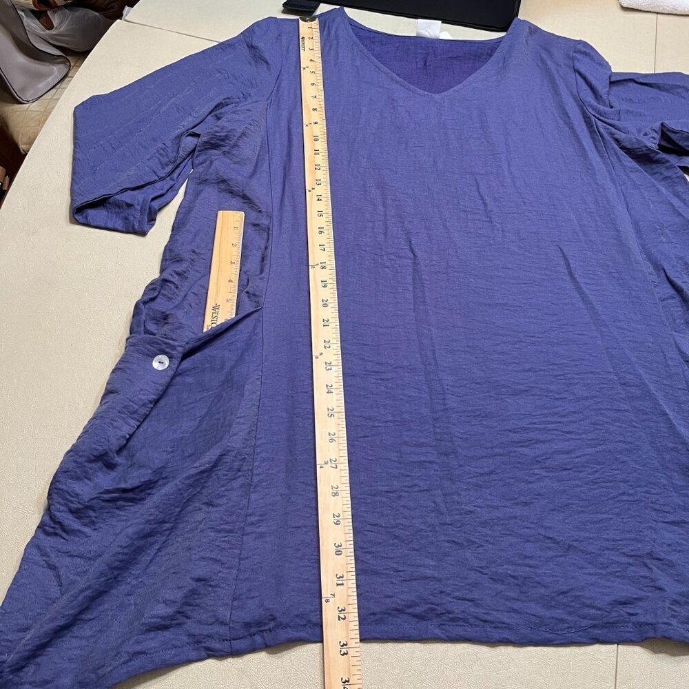 Et' Lois Tunic w/Pockets XL Travel-Friendly Crinkle Tunic Asymmetrical Hem NWT - Picture 6 of 11